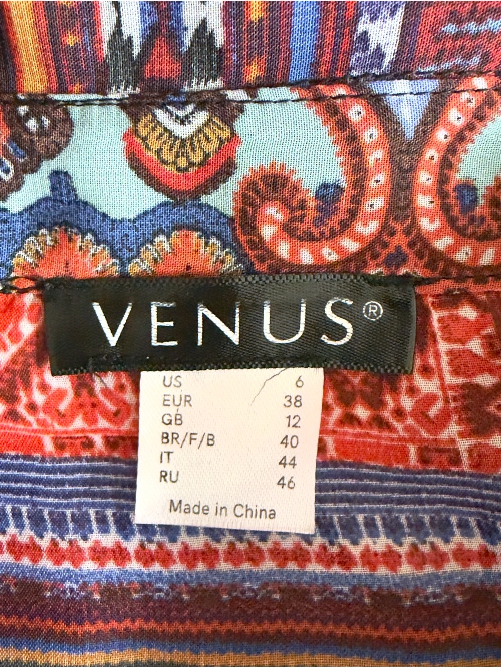 VENUS Patchwork Tie-Front Blouse Size 6 - Picture 6 of 7